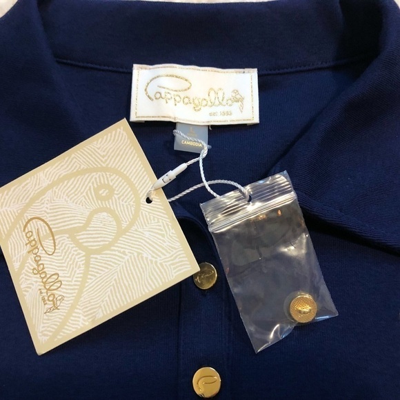 🆕 Pappagallo pullover short sleeve solid navy blue polo top large - Picture 7 of 12